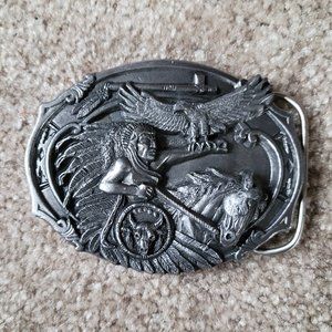 Vintage Chief Eagle Feather belt buckle